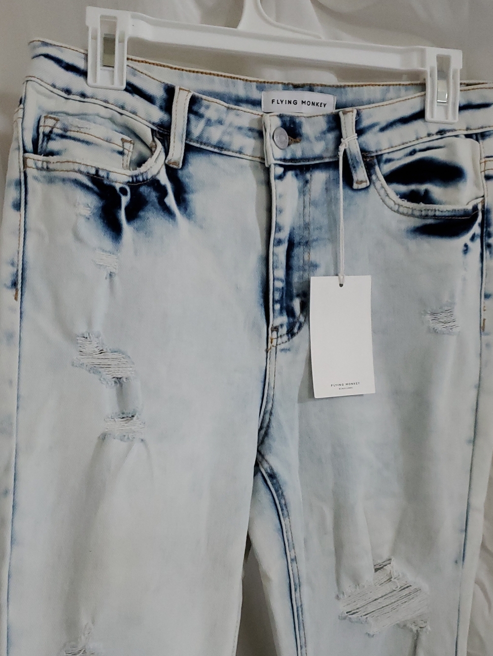 Flying Monkey High‎ Rise Coco Blues distressed light wash Flares jeans size 29 - Picture 4 of 13